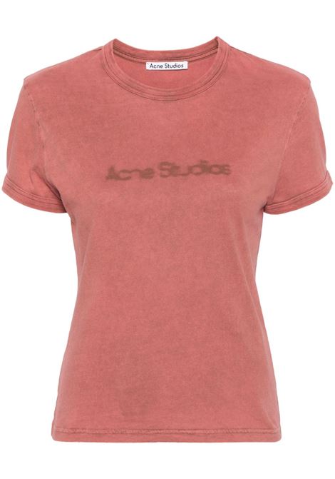 t-shirt blurred logo donna salmone in cotone ACNE STUDIOS | AL0353CTB